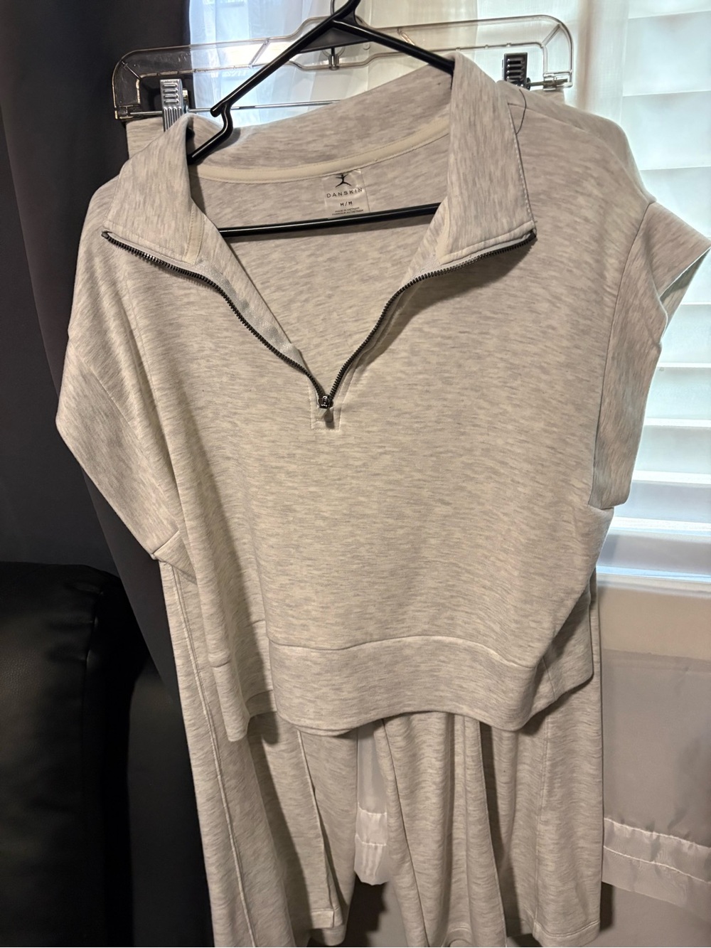 Dansko Light Gray Pullover Top with Quarter Zip